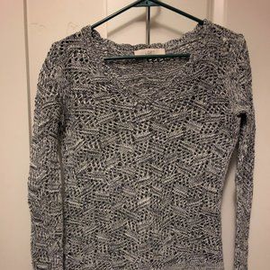 LOFT XS loose weave sweater - black and white pepper